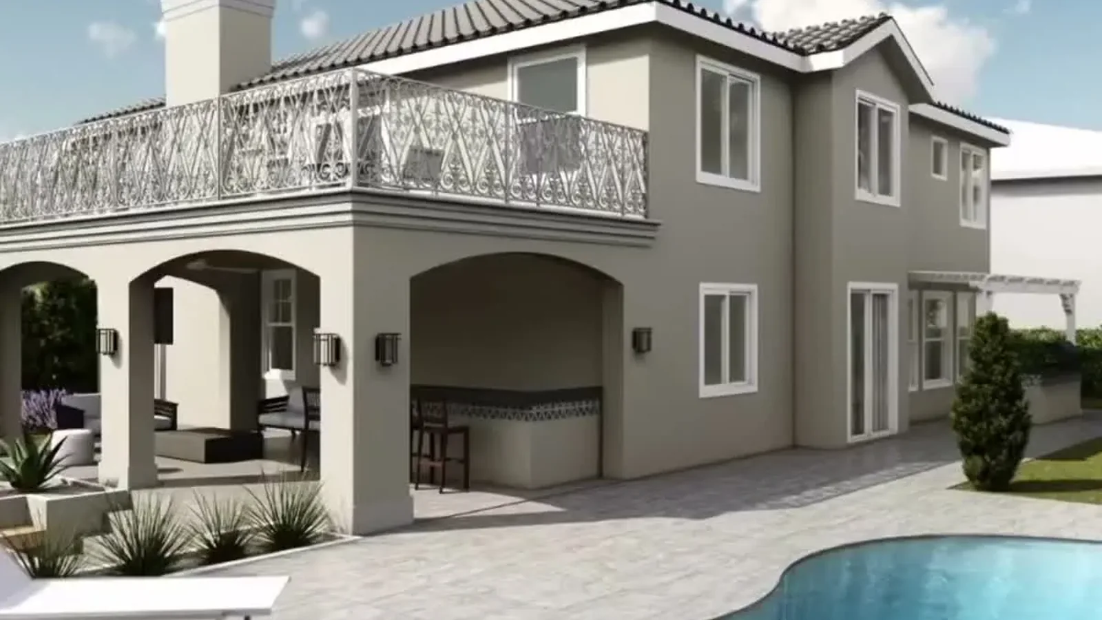 Stevenson Ranch entertainment deck and pool design